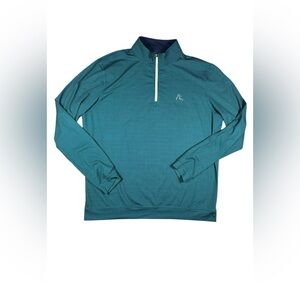 Rhoback Performance Blue Houndstooth 1/4 Zip Golf Sweater Top Mens Size L